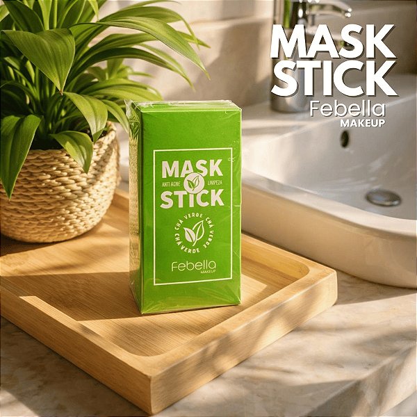 Máscara Facial Stick Chá Verde Febella | Limpeza Profunda | Controle de Oleosidade | Antiacne