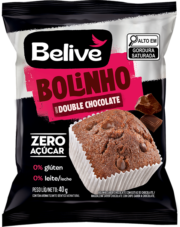 BOLINHO BELIVE DOUBLE CHOCOLATE 6X10X40G