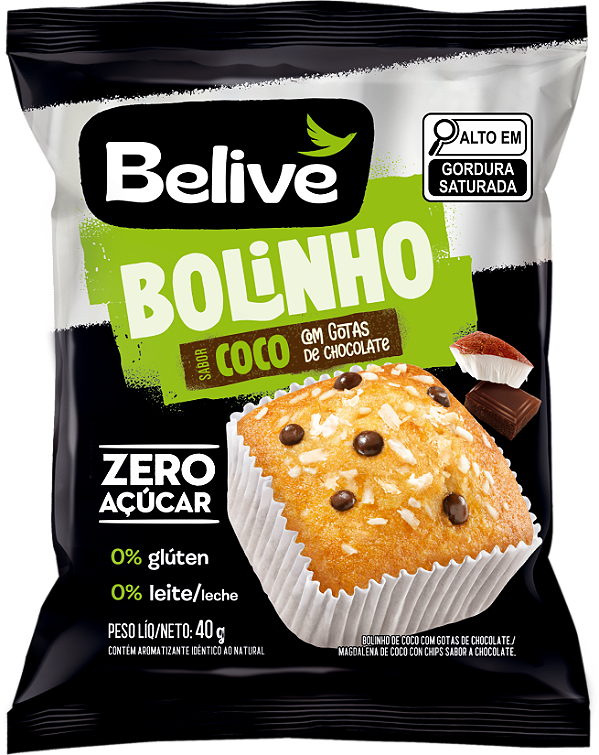 BOLINHO BELIVE COCO COM GOTAS DE CHOCOLATE 6X10X40G