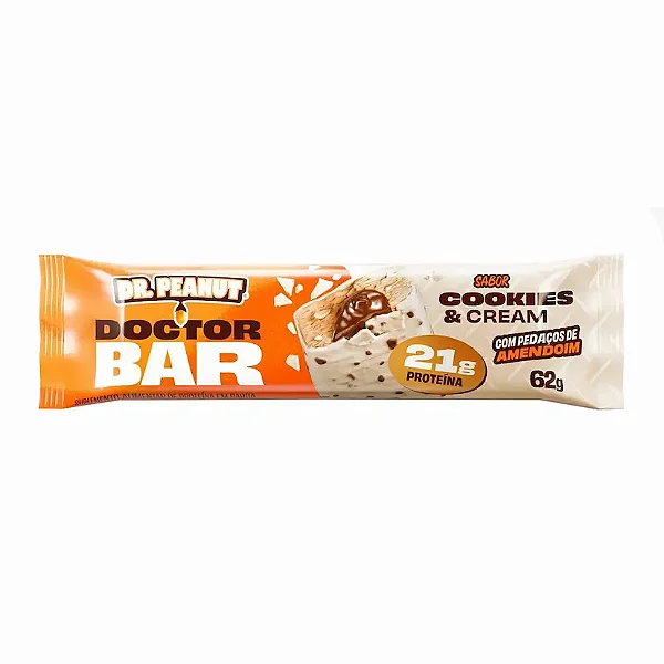 Barra de Proteína Dr Peanut Doctor Bar Cookies & Cream 62g - VAL. 28/03/2026