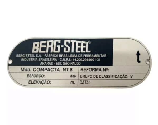 Placas De Identificação Talha Bergsteel Compacta Nt - 8
