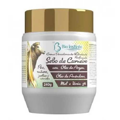 CREME DESODORANTE HIDRATANTE PERFUMADO SEBO DE CARNEIRO COM OLEO DE ARGAN BIO INSTINTO 240G
