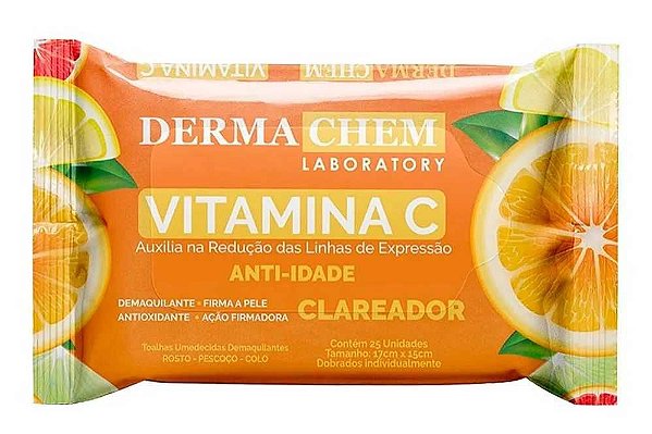 LENCO DEMAQUILANTE ANTIDADE VITAMINA C DERMACHEM C/24