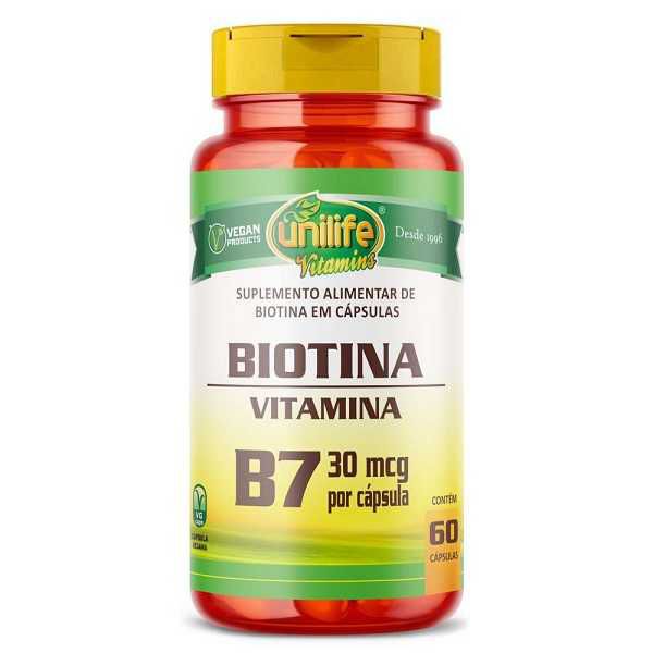VITAMINA B7 BIOTINA UNILIFE 500MG 60 CAPSULAS