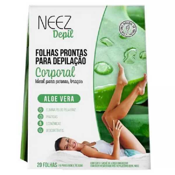 FOLHAS PRONTAS PARA DEPILAÇÃO CORPORAL ALOE VERA NEEZ DEPIL