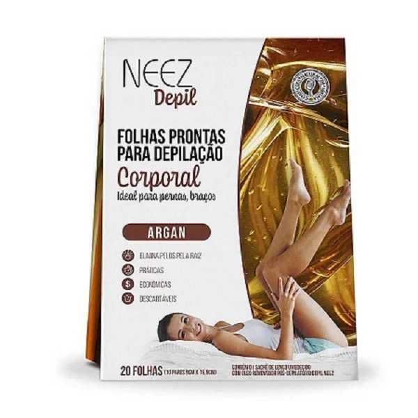FOLHAS PRONTAS PARA DEPILAÇÃO CORPORAL ARGAN NEEZ DEPIL