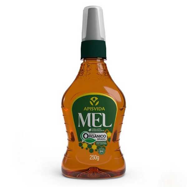 MEL ORGANICO APIS VIDA BISNAGA COM TAMPA CONE 250G