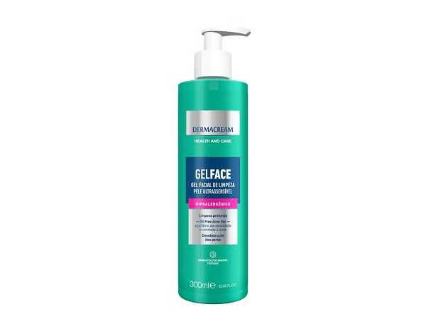 GEL FACIAL DE LIMPEZA PELE ULTRASSENSIVEL GEL FACE  DERMACREAM  300ML