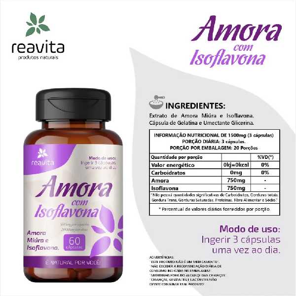 AMORA MUIRA COM ISOFLAVONA REATIVA 60 CAPSULAS
