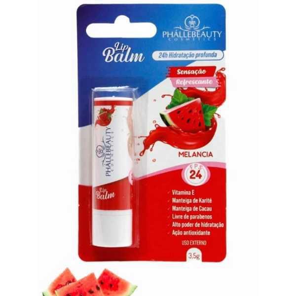 BATOM HIDRATANTE LABIAL LIP BALM FPS 24 MELANCIA PHALLEBEAUTY 3,5G