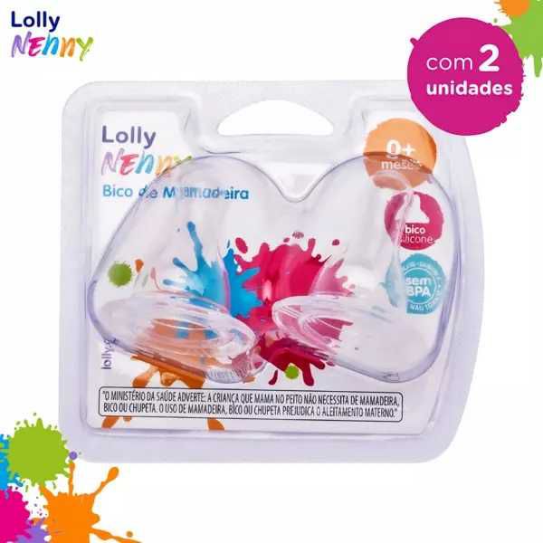 BICO DE MAMADEIRA LOLLY DE SILICONE REDONDO 2 UNIDADES REF. 0064-01