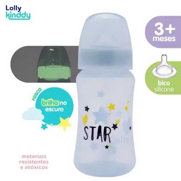 MAMADEIRA LOLLY BIG STAR BICO REDONDO 330ML AZUL REF. 12765-01 M