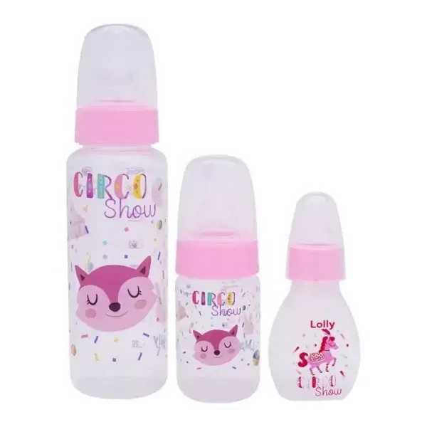 KIT DE 3 MAMADEIRAS LOLLY NENNY TIP REDONDA ROSA REF. 3470-01 F