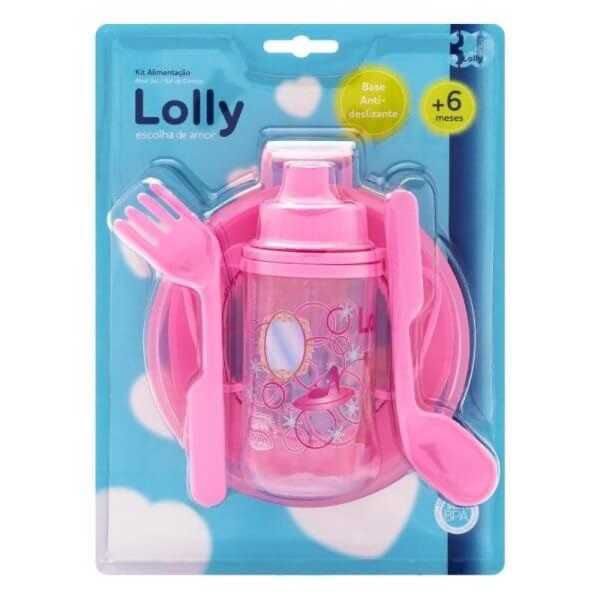 KIT ALIMENTAÇÃO LOLLY 4 PEÇAS TIPO +6 MESES ROSA REF. 7113-01 F