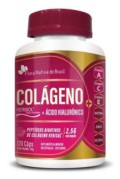 COLÁGENO VERISOL + ACIDO HIALURONICO FLORA NATIVA 750MG 120 CAPSULAS