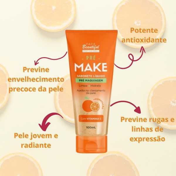 SABONETE LIQUIDO FACIAL PRE MAKE VITAMINA C 100ML DP/12 - FACE BEAUTIFUL DISPLAY C/12