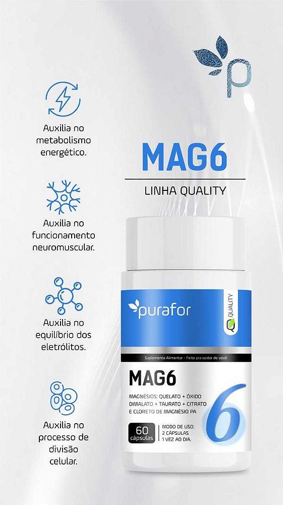 MAG 6 PURAFOR QUALITY 60 CAPS CX/12 - REATIVA