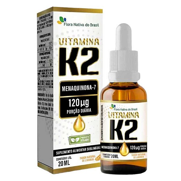 VITAMINA K2 GOTAS 20ML Sabor Laranja CX/24 - FLORA NATIVA