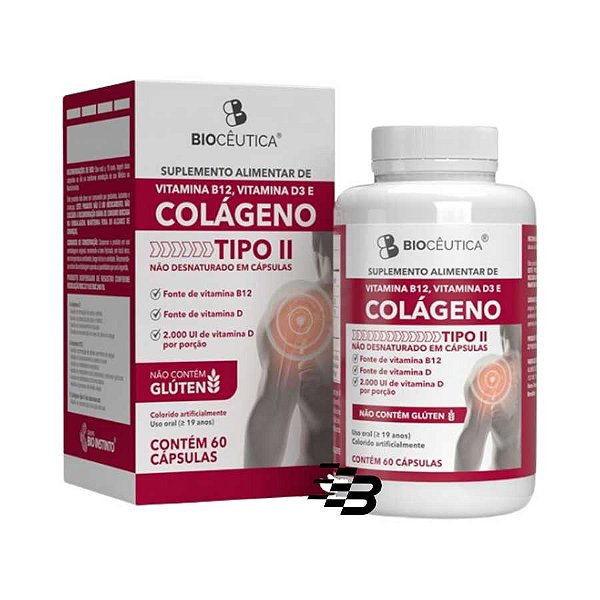 VITAMINA B12 VITAMINA D3 E COLAGENO TIPO II 60 CAPS CX/12 - BIOCEUTICA