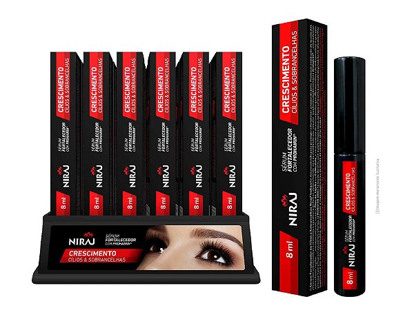 SERUM P/ CRESCIMENTO DE CILIOS E SOBRANCELHAS. C/FATOR DE CRESC. 8 ML NIRAJ - DERMACREAM