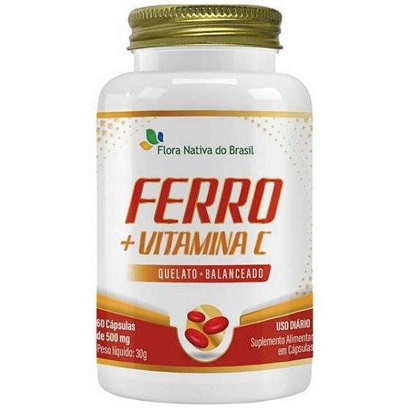 FERRO QUELATO + VITAMINA C 60 CAPS CX C/15 - FLORA NATIVA