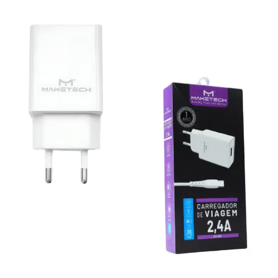 CARREGADOR MOD. CM-19C 2.4A BRANCO MARCA MAKETECH