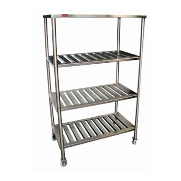 Estante Em Aço Inox Com 4 Planos Gradeado