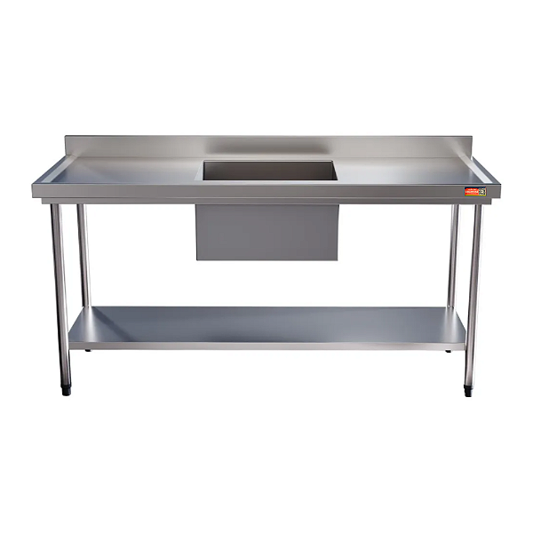 Mesa Pia Aço Inox Industrial Com Uma Cuba 50x40x25cm - 150x70x90cm