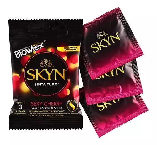 Preservativos Skyn Sexy Cherry Sabor E Aroma De Cereja Com 3 Unidades Blowtex