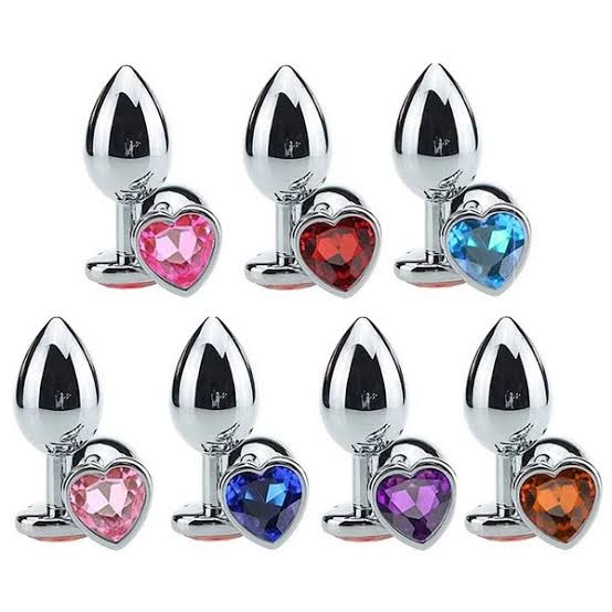 Plug Anal De Aço Com Cristal Formato Coração Tamanho G