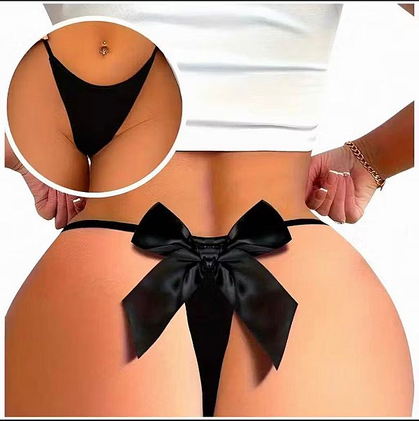 Calcinha Laço Preta Sensual Feminina