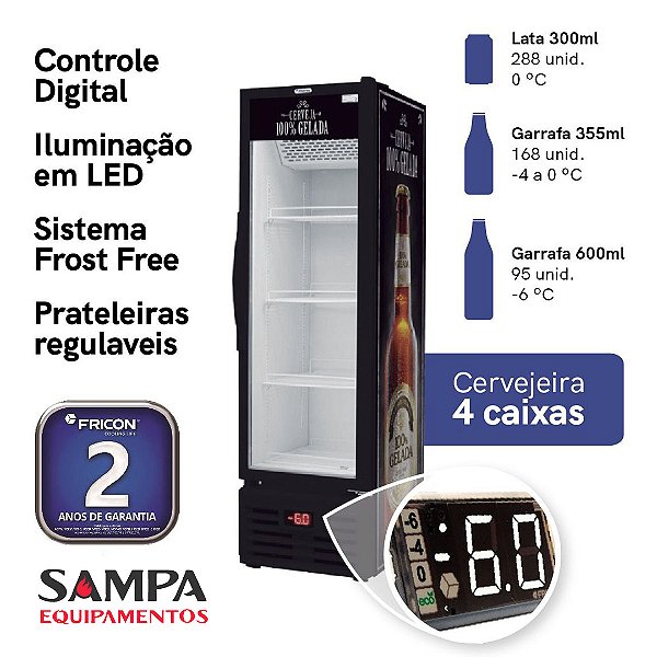 Cervejeira Black VCFC 284 Litros Capacidade para 4 Caixas Fricon