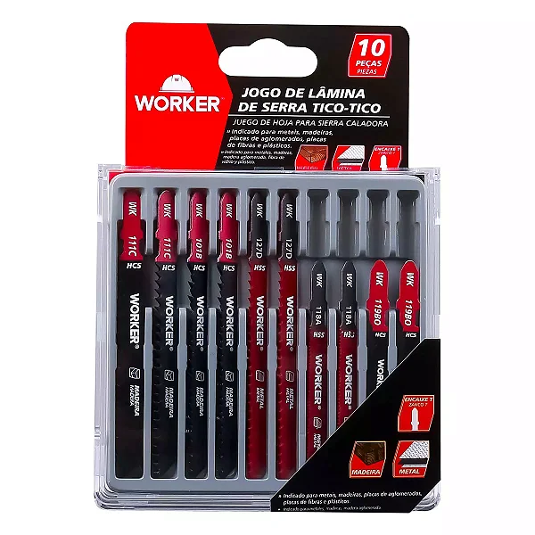 Jogo de Lamina de Serra Tico-Tico Worker 10 Peças