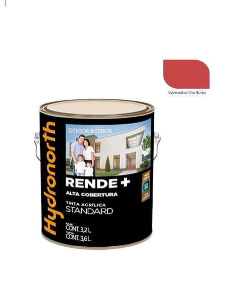 RENDE+ ACRÍLICA VERMELHO GRAFIATO FOSCO - GALÃO 3,6 LITROS - HYDRONORTH