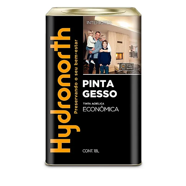 Tinta Pinta Gesso Acrílico Econômico Fosco Hydronorth Branco Neve Lata 18 L