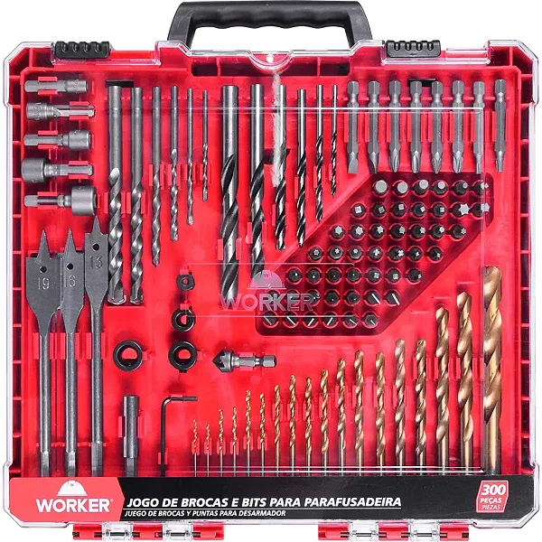 Jogo de brocas e bits para parafusadeira 300 peças