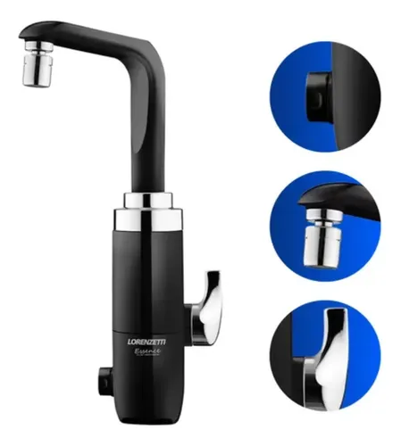 Torneira eletrônica parede preto cromado 220v
