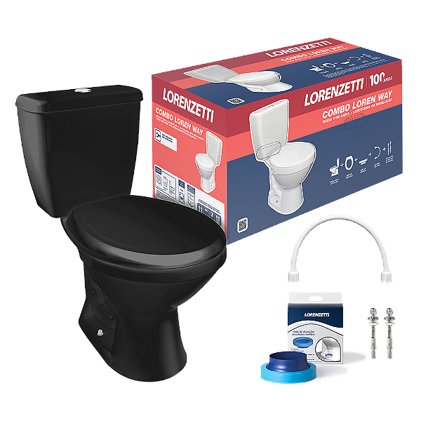 COMBO BACIA C-CX WAY PRETO LORENZETTI VASO SANITARIO