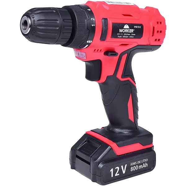 Parafusadeira 12V Kit 50 Peças Worker