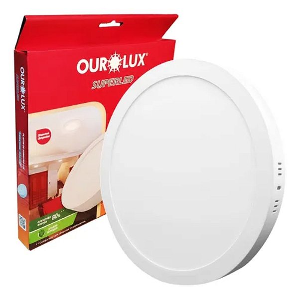 Painel LED Redondo 24W Branco Sobrepor Aurolux