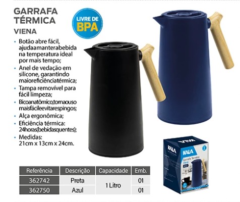 Garrafa Térmica Viena Preta Kala