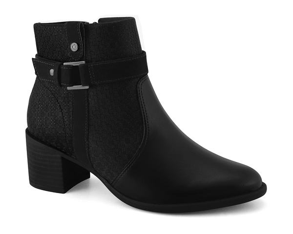 Bota Fem Comfortflex Cano Curto Salto Baixo 2392302 Preto