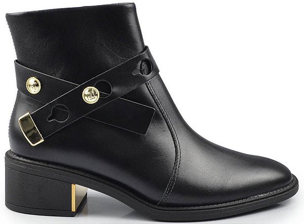 Ramarim Bota Fem Cano Curto Salto Baixo 2565101 Preto