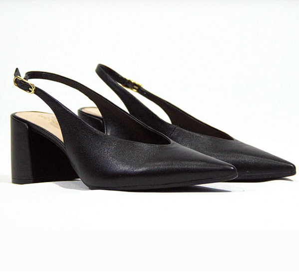 Sapato Fem Luz Da Lua Salto Baixo 60330017 Preto