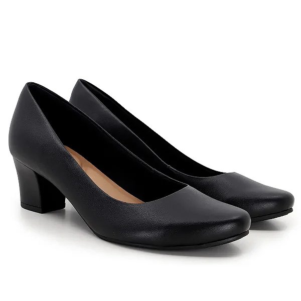 Sapato Fem Usaflex Salto Baixo Ep0300 Preto