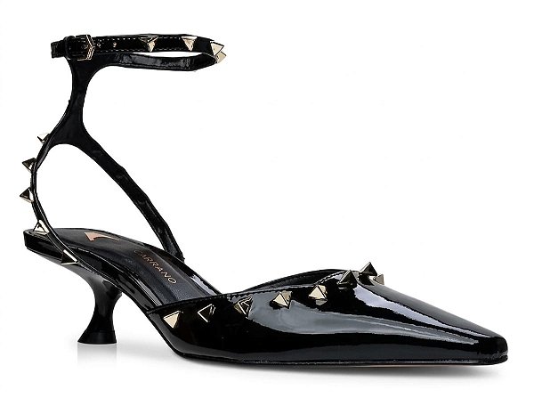 Carrano Sandalia Fem Salto Baixo 734027 Verniz Preto