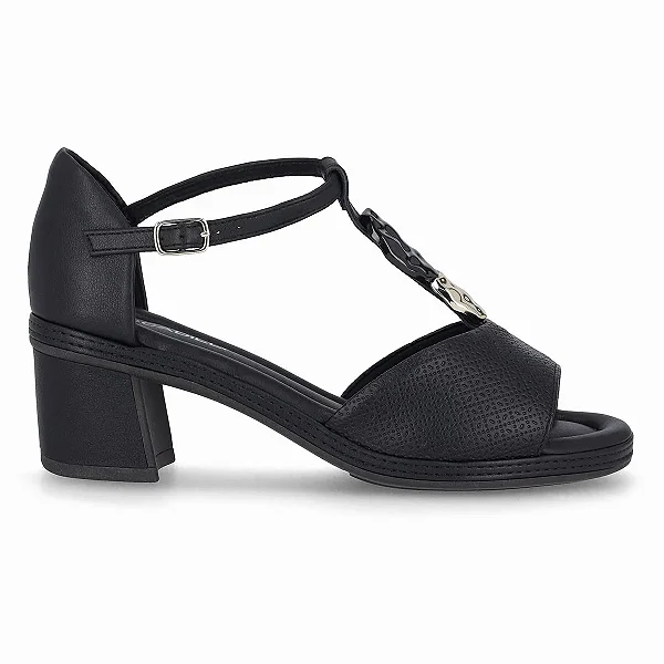 Piccadilly Sandalia Fem Salto Baixo 566078 Preto