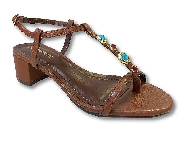 Via Marte Sandalia Fem Salto Medio 268009 Tiramisu