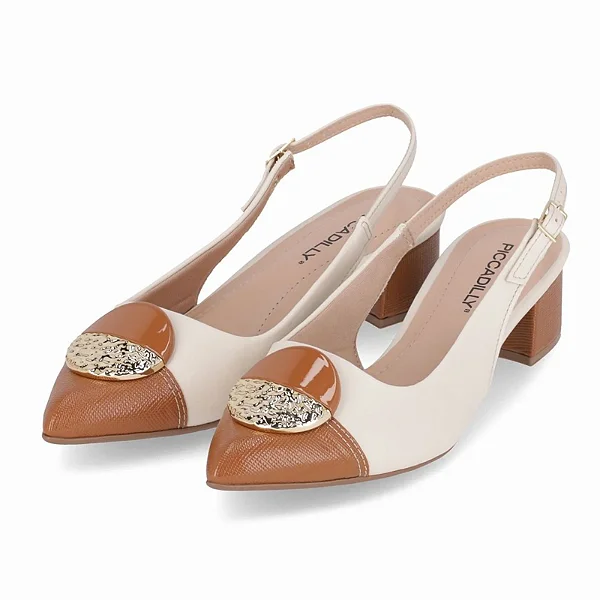Sapato Fem Piccadilly Salto Baixo 739091 Off White