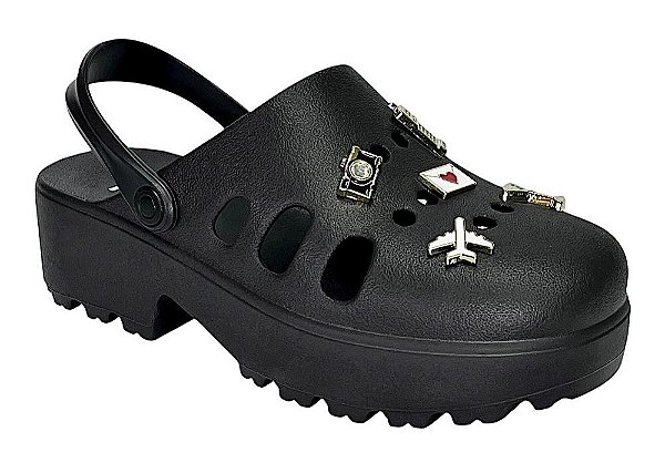 Moleca Crocs Fem Salto Baixo 5563102 Preto
